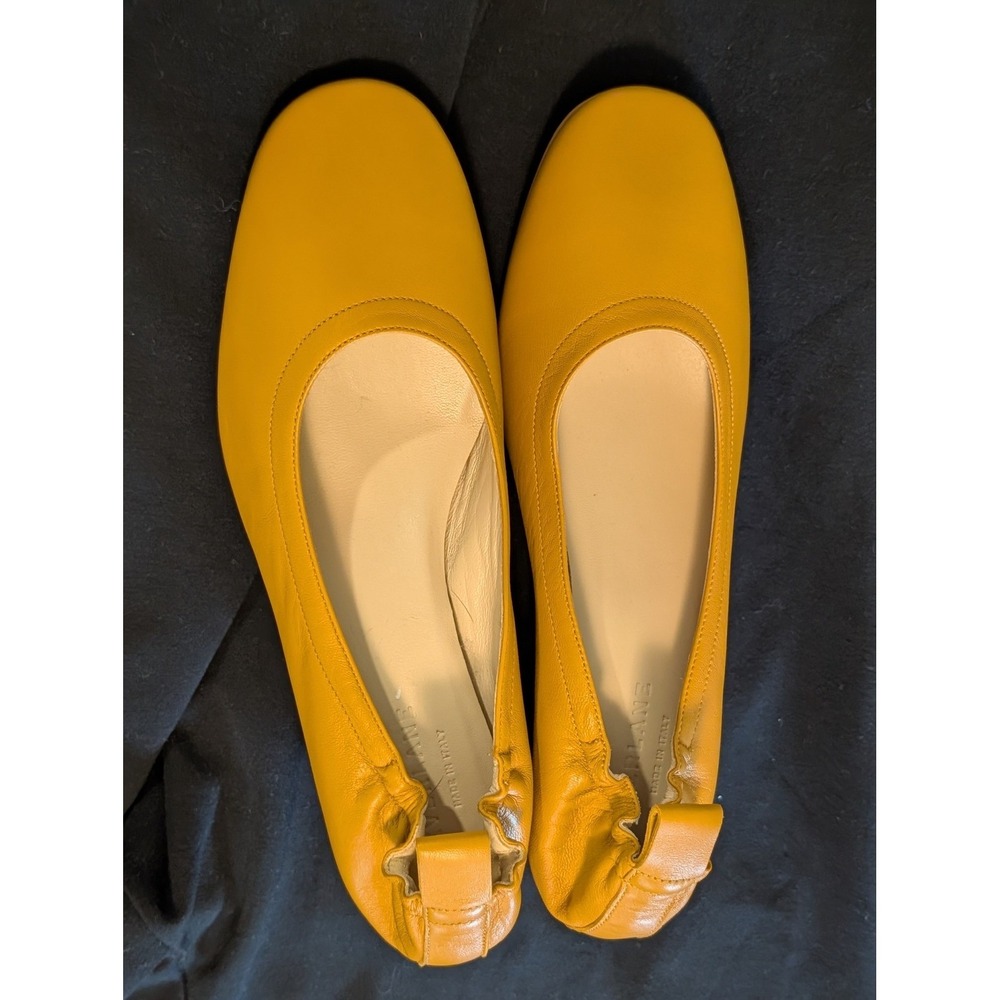 Everlane The Day Heel Womens 8 Mustard Yellow Italian Leather Block Heel Pumps - Picture 4 of 10